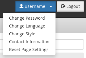 Username dropdown menu